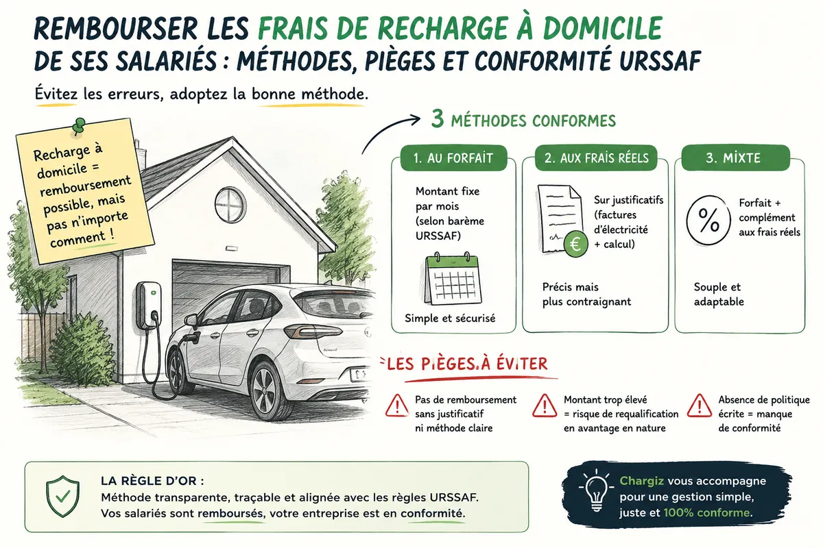 Rembourser les frais de recharge à domicile des salariés : méthodes et conformité URSSAF | ChargiZ Remboursement frais recharge domicile salarié véhicule électrique URSSAF conformité