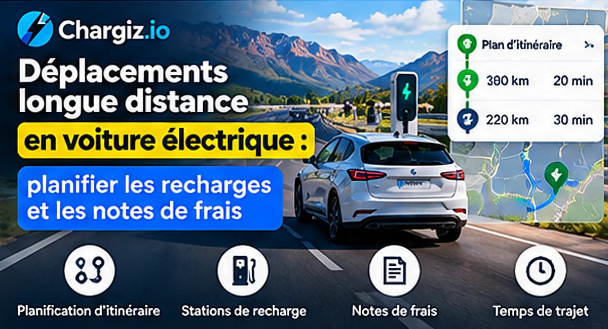 voiture électrique en déplacement longue distance avec borne rapide