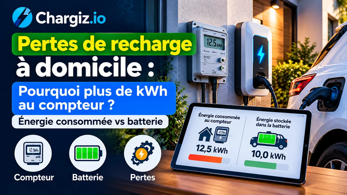 pertes de recharge à domicile entre le compteur et la batterie