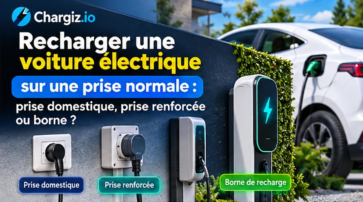 recharger une voiture électrique sur une prise normale, prise renforcée ou borne